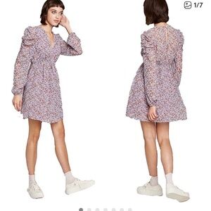 Wild Fable Floral Dress Purple Coquette Baby Doll long sleeve